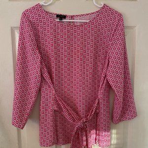 Talbots Blouse Pink and White Size Medium
